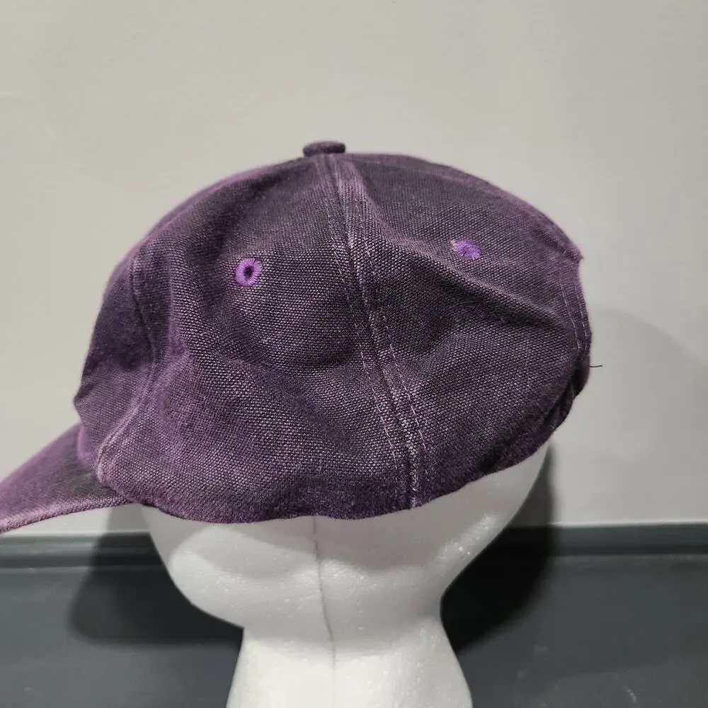VTG 80s Adidas Trefoil‎ Purple Canvas Spellout 1980s Hat Cap OSFA One Size